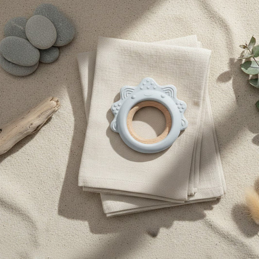 Siliconen bijtring voor verlichting bij doorkomende tandjes blauw - Bebe & Bubi