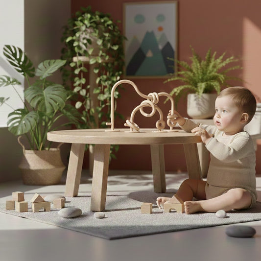 Educatief babyspeelgoed voor op de kinderstoel of speeltafel beige neutraal - Bebe & Bubi